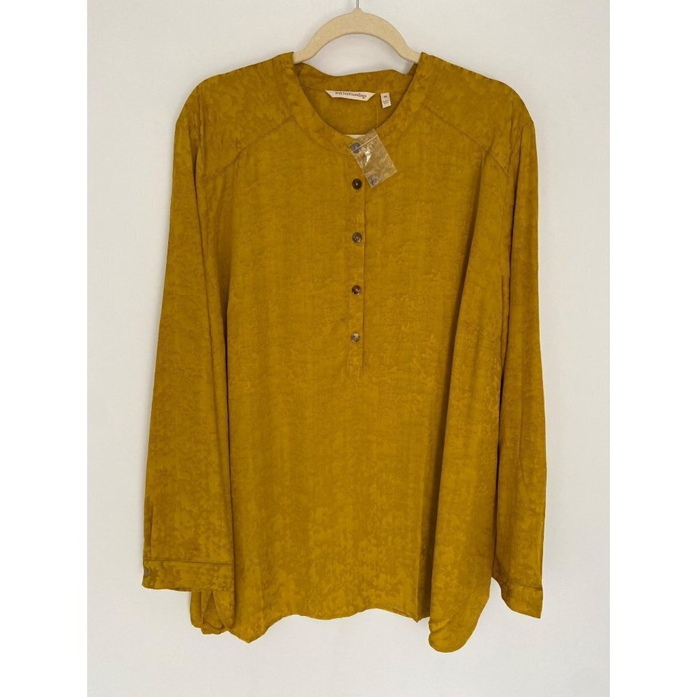 Soft Surroundings Womens Suranya Tunic Top Blouse Size 2X Gold Jacquard NWOT